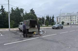На Красной площади в Курске произошёл порыв трубы